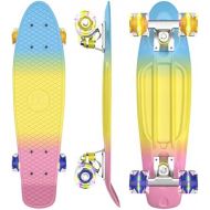 M Merkapa Merkapa 22 Complete Skateboard with LED Wheels Cruiser Plastic Skateboard for Beginners Kids Girls Adults Birthday Gift Children’s Day Present (Pink Spindift)