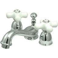 Elements of Design ES3951PX Widespread Lavatory Faucet With Porcelain Cross Handle, Mini, Polished Chrome