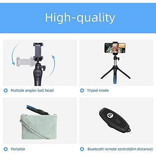  XIANYUNDIAN-HAT XIANYUNDIAN 3 in 1 MK10 Bluetooth Selfie Stick Tripod Monopod Self-Portrait for iPhone Huawei Samsung Compatible with Gopro 7/6/5 Camera Tripods (Color : Blue)