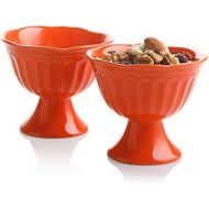 [아마존베스트]SWEEJAR Ceramic Ice Cream Bowls, Tulip Sundae Cups, 10 Ounce Dessert Bowls for Sundaes, Milkshakes, Parfaits, Set of 2,(Orange)