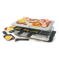 Swissmar KF-77081 Stelvio 8-Person Raclette with Granite Stone Grill Top, Brushed Stainless Steel