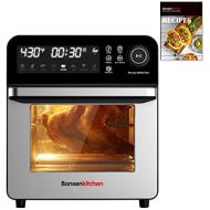 [아마존베스트]Bonsenkitchen Air Fryer Oven, 15.3QT Rotisserie Oven with Dehydrator, 7 Accessories & 50 Recipe, 1600W 8-in-1 Digital Family Size Air Fryer, Large LED Touchscreen & 7 Presets