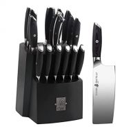 TUO Vegetable Cleaver 7 inch & Kitchen Knife Set 17 pcs Chinese Cleaver Chef Knife German HC Steel with Pakkawood Handle FALCON SERIES Gift Box Included