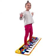 [아마존베스트]Quill Games Piano Mat for Kids, Toddlers, Infants - Portable Floor Piano Mat with 10 Keys, 8 Instrumental Sounds, Recording and Playback - Fun Step and Play Musical Dance Mat (Large 43.3” x 14
