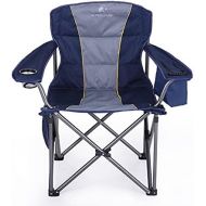 ALPHA CAMP Folding Camping Chair Oversized Heavy Duty Padded Outdoor Chair with Cup Holder Storage and Cooler Bag, 450 LBS Weight Capacity, Thicken 600D Oxford, Blue