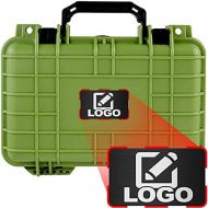 Eylar Protective Gear and Camera Hard Case with Custom Logo Plate Waterproof Dry Box with Foam 11.6 Inch 8.3 Inch 3.8 Inch (Green)