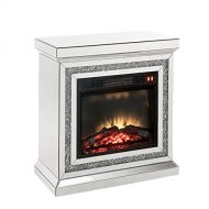Acme Furniture Noralie Fireplace, Mirrored and Faux Diamonds