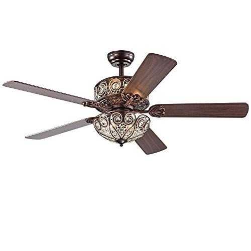  Warehouse of Tiffany CFL-8370REMO/RB Gracewood Hollow Inada 52-inch Rustic Bronze Ceiling Fan, Brown