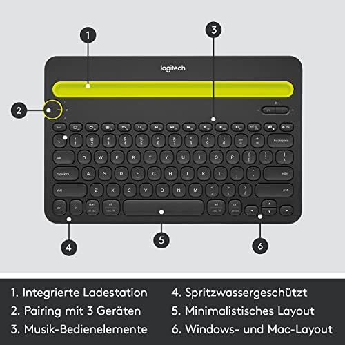 로지텍 [아마존베스트]Logitech K480 Bluetooth Multi-Device Keyboard Bluetooth - German Layout