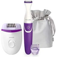 Philips BRP505/00 Hair Removal Kit for Body and Jersey, 4 Accessories, with Satinelle Essential Electric Epilator, Bikini Trimmer, 3mm Comb Attachment and Luxury Bag