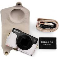 kinokoo Canon PU Leather Camera Case with Shoulder Strap for Canon PowerShot SX720 HS SX730 HS and SX740 HS(White)