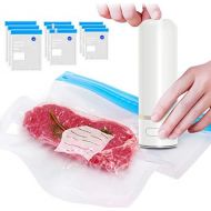 MXRJUWM Food Vacuum Sealer Small | Automatic Food Sealer with Reusable Bags | Mini Vacuum Sealer Fits Any Sous Vide Cooker | Upgraded Vacuum Sealer For Food Preservation | BPA Free