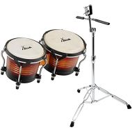 [아마존베스트]XDrum Bongo Pro Vintage Sunburst Set with Stand (6.5 Macho and 7.5 Hembra Wood Percussion Wood Bongo Natural Skin Drum with Chrome Tripod