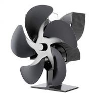 DXDUI Fireplace Fan 5 Blades Eco Friendly Aluminum Alloy Heat Powered Stove Fan, for Wood Log Burner Fireplace Quiet Fan Efficient Heat Distribution(Black)
