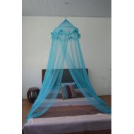 [아마존베스트]Octorose Ribbon Bed Canopy Mosquito Net for All Size Bed, Dressing Room, Out Door Events (Teal Blue)