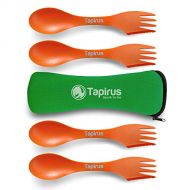 Tapirus 4 Spork to Go Set - Durable and BPA Free Sporks - Spoon, Fork and Knife Combo Utensils Flatware - Mess Kit for Camping, Hunting and Outdoor Activities - Comes in a Carrying