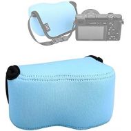 Fotasy JJC Sky Blue Water Resistant Ultra Light Neoprene Camera Case Pouch Bag, Compatible: Sony a6600 a6500 a6400 a6300 a6100 a6000 a5100 +16-50mm Pancake Lens & Panasonic LX100 LX100 II