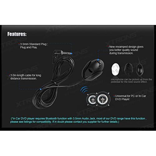 XTRONS 3 m Microphone for PC Car DVD Multimedia Player Devices Hands Free Call Plug & Play