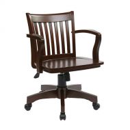 Espresso Wood Bankers Chair with Wooden Arms and Seat Chair Office Mid Century Desk CHOOSEandBUY