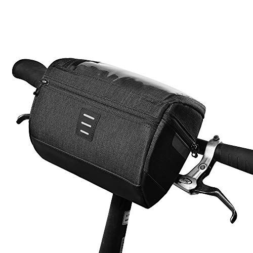  WOTOW Bike Handlebar Bag, Water Resistant Bicycle Basket Front Bag with Touch Screen Phone Holder, Cycling 3L Storage Pouch For Mountain Road MTB Bikes