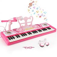 [아마존베스트]BAOLI 49 Keys Kids Keyboard Piano Toy with Microphone for Beginners,Multifunctional Musical Instruments for Toddlers, Electronic Learning Keyboard Toy Piano Gifts for 1 2 3 4 5 6 7