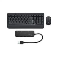 Logitech MK540 Wireless Keyboard Mouse Combo Bundle with Knox Gear 4-Port USB 3.0 Hub (2 Items)