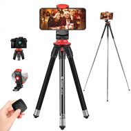 Fotopro Tripod for iPhone, 39.5 Portable Lightweight Tripod for Cell Phone iPhone 11 Xs Max, 8-Section Adjustable Travel Tripod Stand with Remote