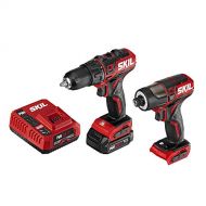 SKIL 2-Tool Drill Combo Kit: Pwrcore 12 Brushless 12V 1/2 Cordless Drill Driver & Brushless 1/4 Hex Cordless Impact Driver, Includes 2.0Ah Lithium Battery & Pwrjump Charger - CB742