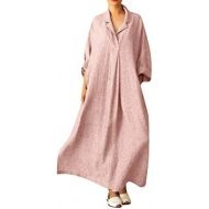 WWricotta Women Plus Size Long Sleeve Cross V Neck Maxi Dress Full Length Shirt Line Dress