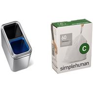 simplehuman 20 litre dual compartment slim open can fingerprint-proof brushed stainless steel + code C 60 pack liners