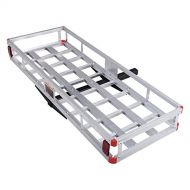 Goplus 60 x 22 Hitch Mount Cargo Carrier, Aluminum Luggage Basket Rack Fits 2 Receiver, Rear Cargo Rack for SUV, Truck, Car, 500LBS