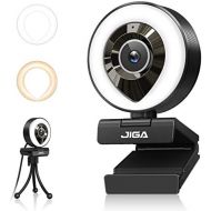 [아마존베스트]1080P Webcam mit Mikrofon, Full HD Facecam Live-Streaming Webcams mit Ringlicht, Stativ, 360° Schwenkradius JIGA, USB Kamera fuer PC, Videochat-Aufnahme, Mac, Laptop, Zoom, Skype (W