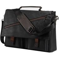 [아마존베스트]Seyfocnia Leather Messenger Bag for Men, 14 15.6 17.3 Inch Vintage Leather Laptop Bag Briefcase Satchel,Large School Work Bag (Black-17.3inch)
