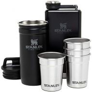 Stanley Stainless Steel Shot Glass and Flast Gift Set. Outdoor Adventure Pack with 4 metal shot glasses, 8oz whiskey flask, and travel carry case