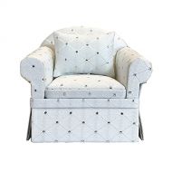 Inusitus Miniature Dollhouse Sofa Arm Chair, Dolls House Furniture Couch, White Fabric, 1/12 Scale (White)