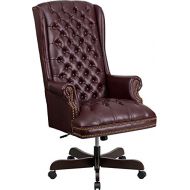 EMMA + OLIVER Emma + Oliver High Back Traditional Tufted Burgundy Leather Swivel Ergonomic Office Chair