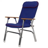 Seachoice 78511 High-Back Canvas Folding Chair  Blue with Red Trim  Folds for Easy Storage, Blue/Red