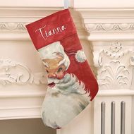 XOZOTY Christmas Santa Customized Name Christmas Stocking for Xmas Tree Fireplace Hanging and Party Decor 17.52 x 7.87 Inch