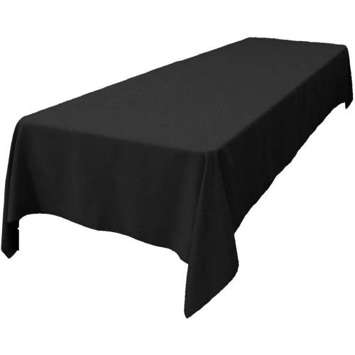  [아마존베스트]LA Linen Polyester Poplin Rectangular Tablecloth, 60 x 84, Black