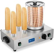 Royal Catering Hot Dog Maschine Gastro Hot-Dog Maker Professionell RCHW 2300 (Leistung 2 x 300 Watt, Temperatur 0-95 °C, Zylinderhoehe 24 cm, Zylinderdurchmesser 20 cm, 4 Toaststang
