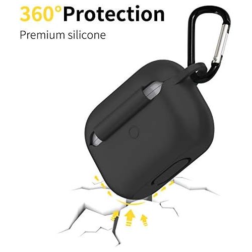  [아마존베스트]EasyAcc Silicone Case Compatible with AirPods Pro, Airpods Protective Silicone Cover Skin Shockproof Protective Case Perfect Fit for Apple AirPods Pro Charging Case Black