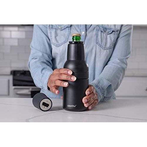 [아마존베스트]Asobu Frosty Beer 2 Go Vacuum Insulated Double Walled Stainless Steel Beer Can and Bottle Cooler with Beer Opener (black)