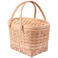 Vintiquewise QI003387 Extra Large Wood-chip Picnic Basket with Cover and Drop Down Handles