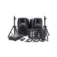 Gemini Sound ES-210MXBLU-ST Professional Audio Bluetooth PA System with Two 10 Woofer Speakers and Microphone Included, Detachable 8 Channel Mixer, 4 Line/Mic Inputs, SD, USB w/Spe