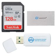 SanDisk 128GB SD Ultra Memory Card Works with Panasonic Lumix Digital Cameras (SDSDUN4-128G-GN6IN) Bundle with (1) Everything But Stromboli Card Reader & Micro Fiber Cloth
