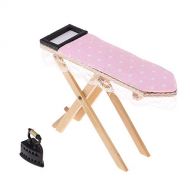 DYNWAVE 1:12 1:24 Scale Wooden Ironing Board Table Set Miniature Furniture, BJD Simulation Model Ornament for Dollhouse Accessories
