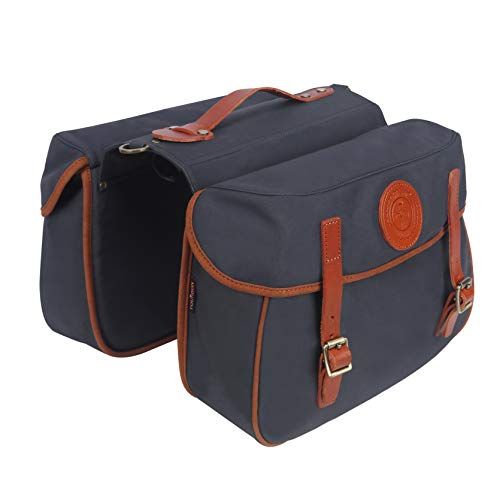  TOURBON Waterproof Canvas Bicycle Bike Rear Seat Carrier Bag Cycling Double Pannier Bag Pack (Blue)