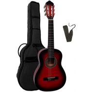 [아마존베스트]MSA 1/4 Guitar - Concert Guitar in Set - Childrens Guitar - Classic - Red Shaded - Lime Wood Top - Bag - Band - K8