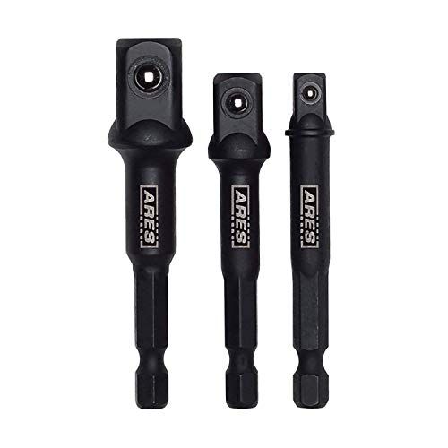  ARES 70000 - 3-Inch Impact Grade Socket Adapter Set - Turns Impact Drill Driver into High Speed Socket Driver - 1/4-Inch, 3/8-Inch, and 1/2-Inch Drive