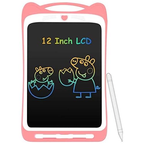  [아마존베스트]AGPTEK Colourful Writing Board LCD Childrens 12 Inch Screen, Electronic Writing Tablet with Brighter Writing, Digital Drawing Board with Anti-Clearance Function, Children Pink